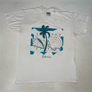 VINTAGE Beach Shells Souvenir Bahamas T-shirt Men Large USA 90s Single Stitch
